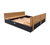 AXI Ella XXL arenero de madera FSC con bancos y tapa | arenero para ninos en antracita/marron | 150 x 150 cm