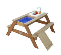 AXI Emily Mesa de Picnic de Agua y Arena para niños Hecha de Madera | Mesa de Juego de Agua y Mesa de Arena con Tapa, recipientes y Fregadero | Mesa Infantil/Mesa de Barro en marrón para el jardín