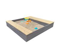 AXI Evy arenero de madera con deposito de agua, banco & espacio de almacenaje | arenero para ninos en gris & marron con tapa & lona | 119 x 117 cm