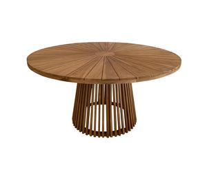 AXI Hani Mesa de jardin, redonda, de madera de teca, Diam 150 cm | Mesa de comedor, resistente a la intemperie, para jardin/terraza | para 6 personas | 150 x 75 cm