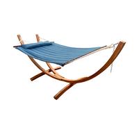 AXI Hawai Hamaca Doble XXL | Hamaca 2 personas en azul con Soporte de Madera | Hamaca de exterior para Jardin, Terraza, Balcon
