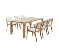 AXI Jada Conjunto de muebles de jardin con mesa y sillas de madera / beige para 6 personas | Muebles de jardin de aluminio / poliester / Mesa de comedor al aire libre / jardin