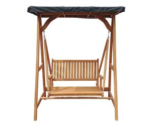 AXI Kari Columpio de jardin - Columpio Hollywood de madera de teca | Banco columpio de madera con toldo parasol y reposabrazos | Silla lounge de exterior para 1 persona | Capacidad mAXIma 120 kg