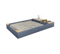AXI Kelly arenero de madera con banco y juegos de cocina con fregadero | arenero para ninos en gris claro y marron | 180 x 115 cm