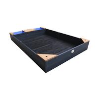 AXI Kelly arenero de madera con banco, zonas para sentarse y recipientes para, por ejemplo, agua | arenero para ninos en antracita y marron | 180 x 115 cm