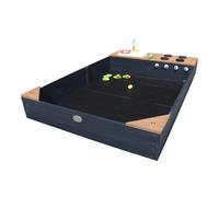 AXI Kelly arenero de madera con esquinas para sentarse y cocina de juegos con fregadero | arenero para ninos en antracita y marron | 180 x 115 cm