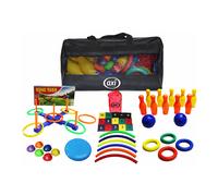 AXI Kids activity Bag | Bolsa de actividades educativas para ninos - Lanzamiento de aros - Bolos - Frisbee - Hula hoop - Caida de bolas - Bolos - a partir de 2 anos