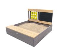 AXI Kitty arenero de madera con banco, espacio de almacenaje y juego de tres en raya | arenero en antracita y marron con cubierta de arenero y alfombrilla | 100 x 100 cm