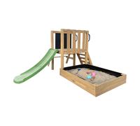 AXI Leah Mini parque infantil de madera con Tobogan verde / exterior, arenero, cocina de juguete y pizarra