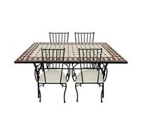 AXI Leonie Conjunto de Bistro de Mosaico de 5 Piezas Rojo/Blanco | Set de Bistro con Mesa y 4 sillas | Set de Balcon de Metal y Diseno de Mosaico-