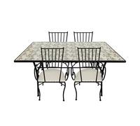 AXI Leonie Conjunto de Bistro de Mosaico de 5 Piezas Rosa romantica | Set de Bistro con Mesa y 4 sillas | Set de Balcon de Metal y Diseno de Mosaico-