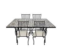 AXI Leonie Mesa y sillas Terraza, 4 Sillas 1 Mesa, Conjunto Mesa y Sillas Jardin Mosaico azul Claro - Conjunto Mesa y Sillas Terraza, Mesa y Sillas exterior Mosaico para Jardin/Balcon/Terraza