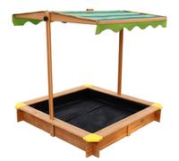 AXI Lily arenero de madera FSC con Techo ajustable en marron y verde | arenero para ninos con tapa y zonas de asiento | Juegete para jardin con arena 118 x 118 cm