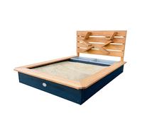 AXI Lina arenero ninos de Madera, arenero infantil con Cubeta de agua y Pared de juego | arenero equipado con juguetes de arena, pizarra, embudos y estantes | Cubierta con tela 114 x 91 x 58 cm