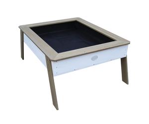 AXI Linda Mesa de arena / Cama elevada con Lamina de Suelo | Cama elevada sobre Zancos para Jardin / Balcon / Terraza en Marron y Blanco | Tambien se puede utilizar como arenero para ninos