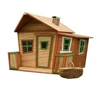 AXI LIsa Casa infantil de Madera FSC en Marron y Verde | Casita de Juegos para ninos de Jardin / exterior con Ventanas y Veranda