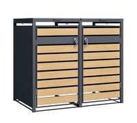 AXI Lucas Cobertizo para Contenedor de Basura metalica efecto antracita/madera - Cubos de basura ocultos para exterior para 2 contenedores - Max. 240L - Cobertizo de almacenamiento