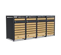 AXI Lucas Cobertizo para Contenedor de Basura metalica efecto antracita/madera - Cubos de basura ocultos para exterior para 4 contenedores - Max. 240L - Cobertizo de almacenamiento