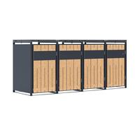 AXI Luke Cobertizo de contenedor de basura antracita/aspecto madera, metal - 4 contenedores | Contenedor para 4 contenedores - Max. 240 l - 265 x 80 x 116 cm | Contenedor