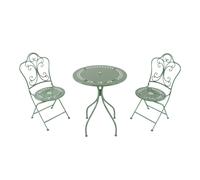 AXI Marilou Mesa y Silla Bistro, 2 Sillas 1 Mesa, Set Bistro Verde Pastel para exteriores, estilo Romantico - Set Bistro para Jardin, Mesa Bistro Mosaico para Jardin/Balcon/Terraza