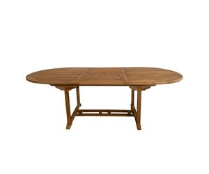 AXI Marzi Mesa de jardin extensible de madera de teca, ovalada | Mesa de comedor resistente a la intemperie para jardin/terraza/exteriores | Para 8 personas | 180-240 x 120 x 75 cm