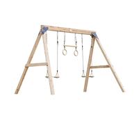 AXI Maya Columpio Doble de Madera Marron con Trapecio - Madera FSC - Columpio Independiente con 2 Asientos de Columpio de Madera - Columpio Infantil con Trapecio - 10 Anos de Garantia