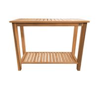 AXI Niah Mesa auxiliar de pared de madera de teca marron | Mesa de jardin con estante | Mesa auxiliar de pared para interiores o exteriores | 120 x 45 x 90 cm