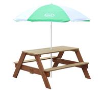 AXI Nick Mesa de picnic de madera para ninos | Mesa infantil en marron con parasol para el jardin