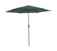 AXI Noor Sombrilla con mastil central redondo, Diam 300 cm, de acero, acabado roble/verde - Sin base | Para jardin / terraza con estructura termolacada | Plegable