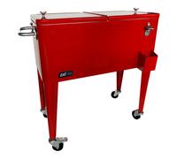 AXI Retro enfriador de bebidas rojo| Carro enfriador / nevera con ruedas - 76 litros | nevera portatil para el jardin / exterior