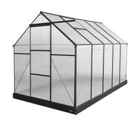 AXI Simon Serra de jardin de aluminio y policarbonato negro | invernadero con puerta corredera y ventana | Resistente al invierno | Con drenaje integrado | 310 x 190 x 207 cm