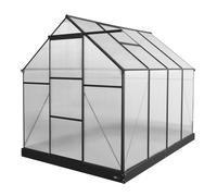 AXI Simon Serra de jardin de aluminio y policarbonato negro | invernadero cubierto con puerta corredera y ventana | Resistente al invierno | Con drenaje integrado | 250 x 190 x 207 cm