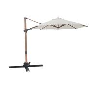 AXI Solis Sombrilla descentrada Diam 300 cm, efecto madera/beige | Para jardin / terraza con estructura con recubrimiento en polvo | Base en cruz y funda incluidas | inclinable y giratoria 360Grados