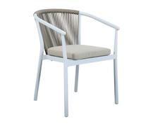 AXI Suvi Sillas de Jardin, 2 Sillas Blancas, Cojines de Poliester Caqui, Respaldo de Cuerda de olefina | 2 Sillas de Jardin de aluminio | Sillas de exterior, 57 x 41-61 x 78 cm