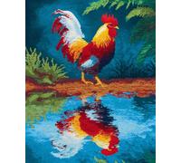 AxiangziK 11CT Kit De Bordado Estampado Gallo De Dibujos Animados Kit De Bordado Con Estampado De Punto De Cruz Contado, Juego De Manualidades De Bordado Para Decorar El Hogar 60x80cm