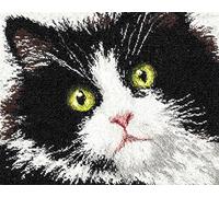 AxiangziK Animal Diy Kit Alfombra Gancho De Pestillo Gato Blanco Y Negro Kit Para Hacer Alfombras Con Aguja De Pestillo，Juego De Manualidades Diy，Cojín De Tapiz，Patrones Preimpresos 31x45in