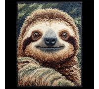 AxiangziK Animal Diy Kit Cojin Gancho De Pestillo Retrato De Un Perezoso Kits Para Hacer Alfombras Diy Para Principiantes，Juego De Tapices，Alfombra Bordada，Felpudo，Regalo 23x35in