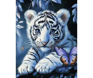 AxiangziK Animal Diy Kit Cojin Gancho De Pestillo Tigre Blanco Y Mariposa Kit Para Alfombras Con Aguja De Pestillo Para Principiantes，Juego De Bordado，Kits De Manualidades 3D Para Decoración 31x45in