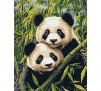 AxiangziK Animal Diy Kit Gancho De Pestillo Dos Pandas Kit Para Hacer Alfombras Con Ganchillo Para Adultos，Kits De Punto De Cruz，Tapices，Costura. 39x55in