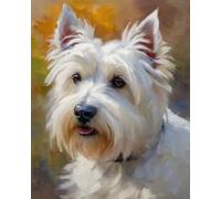 AxiangziK Conjunto de Kit de Punto de Cruz de Bordado 11CT,West High White Ground Terrier,perro animal,DIY Kit de Punto de Cruz Que Incluye Hilos de Color Dibujo de Aguja de Paño de Algodón,40x50cm