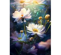 AxiangziK DIY Cross Stitch Kit Flores blancas 11CT 80x100cm