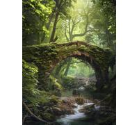 AxiangziK DIY Cross Stitch Kit Puente de piedra forestal 11CT 80x100cm