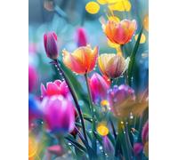 AxiangziK DIY Cross Stitch Kit Tulipanes de colores 11CT 80x100cm