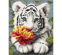 AxiangziK DIY Kit De Punto De Cruz Con Tigre blanco y flores 11CT 50x70cm