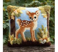 AxiangziK kit de bordado de gancho de punto de cruz,Animales Ciervo Sika funda de cojín de sofá con herramienta de gancho de pestillo,apto para niños y adultos,43x43cm