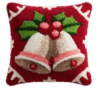 AxiangziK kit de bordado de gancho de punto de cruz,campanas de Navidad,funda de cojín de sofá con herramienta de gancho de pestillo,apto para niños y adultos,43x43cm