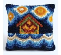 AxiangziK kit de bordado de gancho de punto de cruz,Casa de dibujos animados funda de cojín de sofá con herramienta de gancho de pestillo,apto para niños y adultos,43x43cm