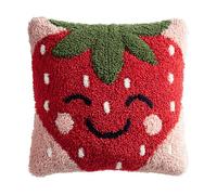 AxiangziK kit de bordado de gancho de punto de cruz,Fresa sonriente de dibujos animados,funda de cojín de sofá con herramienta de gancho de pestillo,apto para niños y adultos,43x43cm