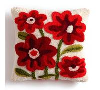 AxiangziK kit de bordado de gancho de punto de cruz,pequeñas flores rojas,funda de cojín de sofá con herramienta de gancho de pestillo,apto para niños y adultos,43x43cm