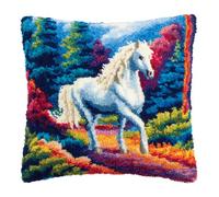 AxiangziK Kit de cojín con gancho de pestillo,Animal Caballo,kits de bordado gancho de pestillo para principiantes,adultos o niños,43x43cm